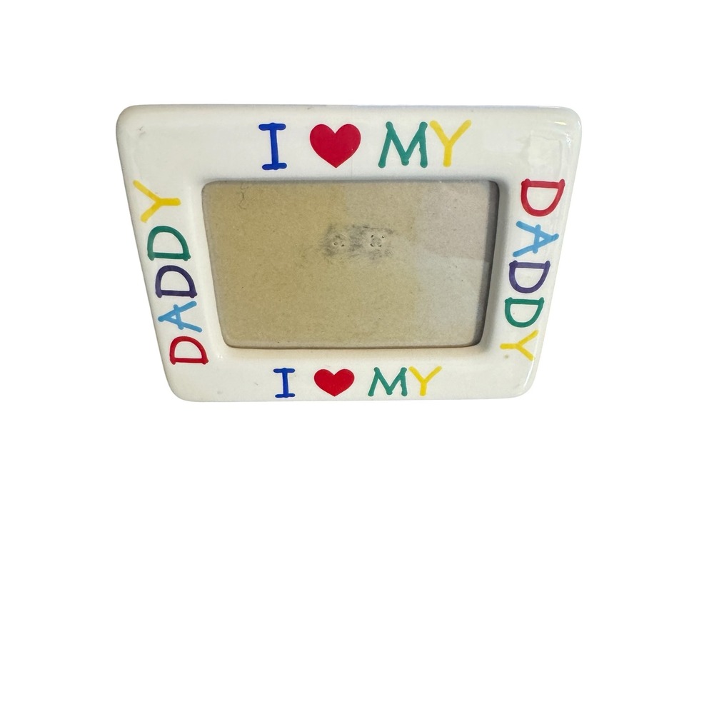 I Love My Daddy Ceramic Picture Frame Rainbow Lettering White‎ Father's Day Gift